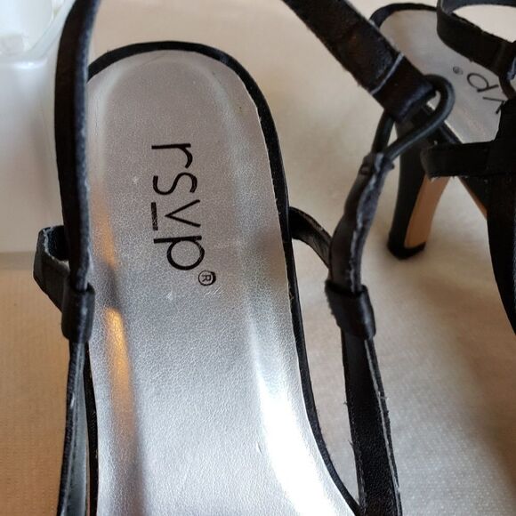 RSVP black satin heels with rhinestone acc… - Picture 4 of 9
